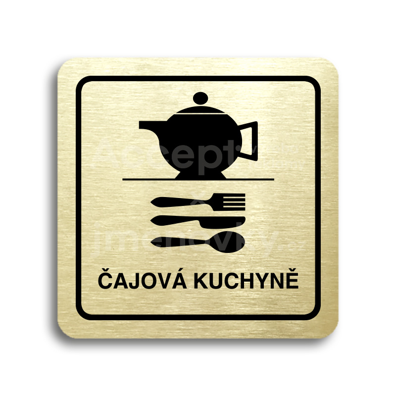 ACCEPT Piktogram čajová kuchyně - zlatá tabulka - černý tisk