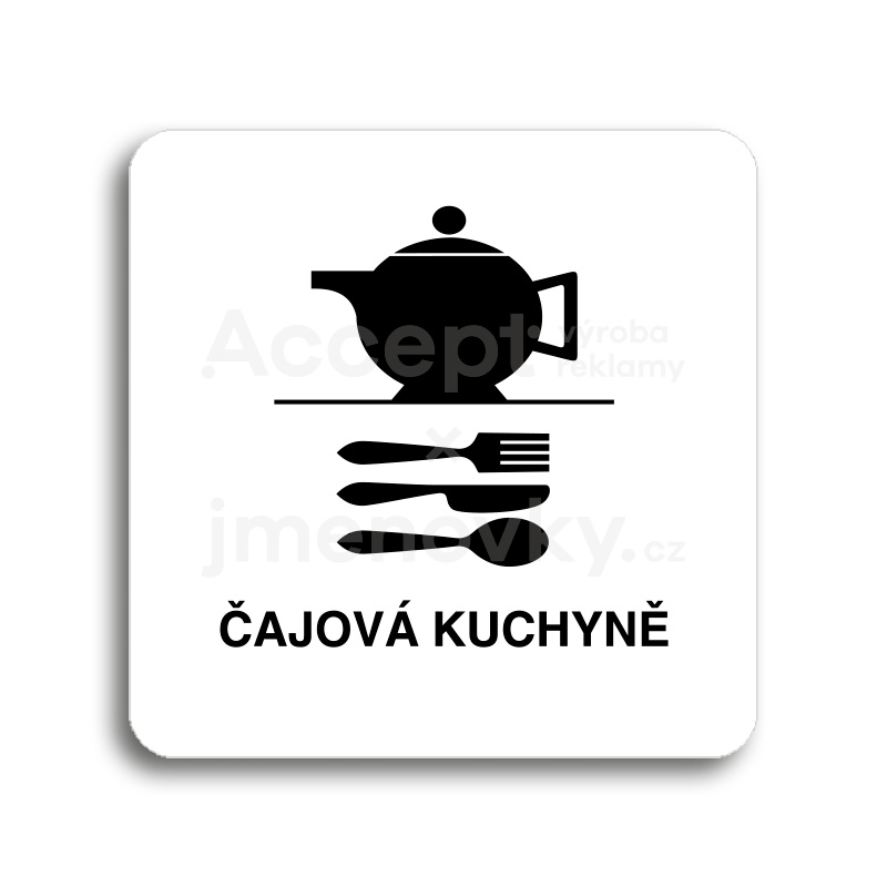 ACCEPT Piktogram čajová kuchyně - bílá tabulka - černý tisk bez rámečku