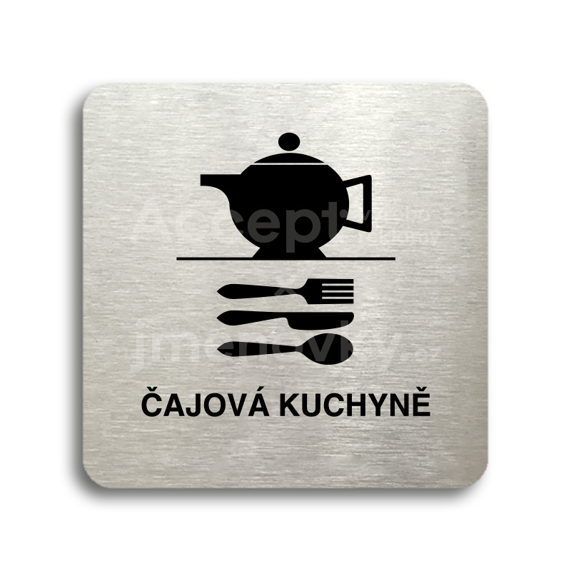 ACCEPT Piktogram čajová kuchyně - stříbrná tabulka - černý tisk bez rámečku