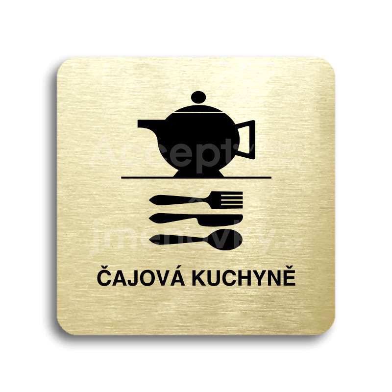 ACCEPT Piktogram čajová kuchyně - zlatá tabulka - černý tisk bez rámečku