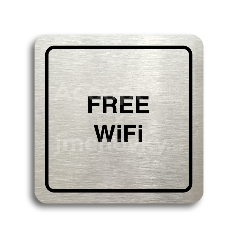 ACCEPT Piktogram free WiFi - stříbrná tabulka - černý tisk