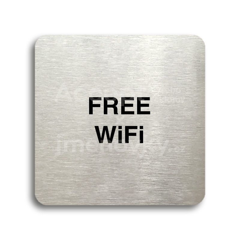 ACCEPT Piktogram free WiFi - stříbrná tabulka - černý tisk bez rámečku