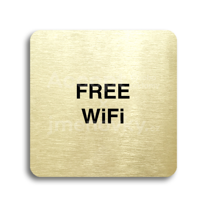 ACCEPT Piktogram free WiFi - zlatá tabulka - černý tisk bez rámečku