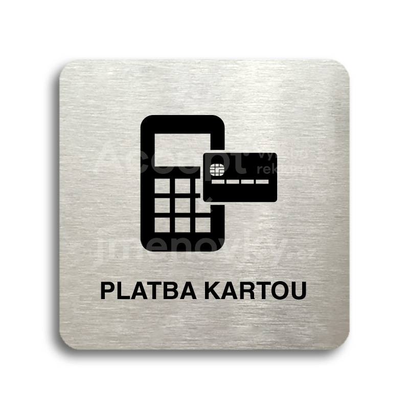 ACCEPT Piktogram platba kartou - stříbrná tabulka - černý tisk bez rámečku