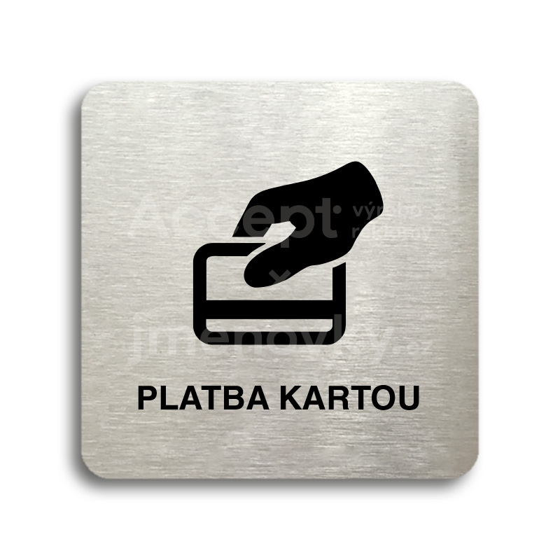 ACCEPT Piktogram platba kartou - stříbrná tabulka - černý tisk bez rámečku