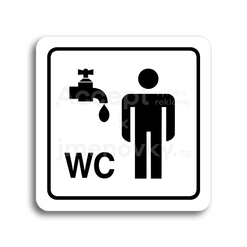 ACCEPT Piktogram umývárna, WC muži - bílá tabulka - černý tisk