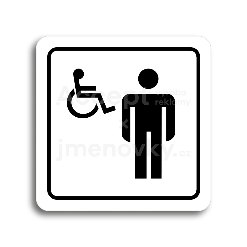 ACCEPT Piktogram WC muži, invalidé - bílá tabulka - černý tisk
