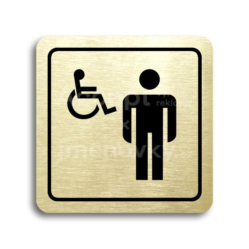ACCEPT Piktogram WC muži, invalidé - zlatá tabulka - černý tisk