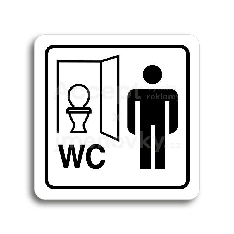 ACCEPT Piktogram WC muži kabinka - bílá tabulka - černý tisk