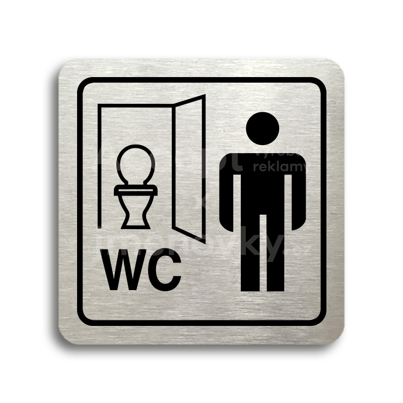 ACCEPT Piktogram WC muži kabinka - stříbrná tabulka - černý tisk