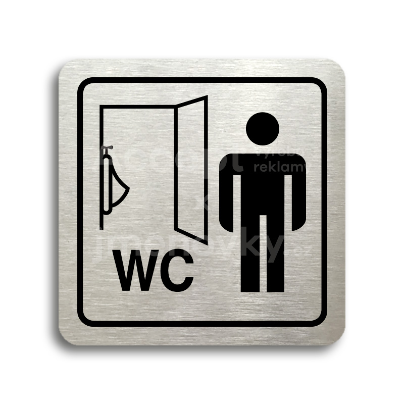 ACCEPT Piktogram WC muži pisoár - stříbrná tabulka - černý tisk