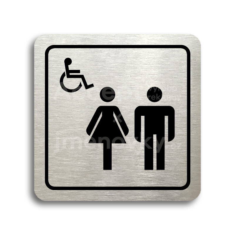 ACCEPT Piktogram WC ženy, muži, invalidé - stříbrná tabulka - černý tisk