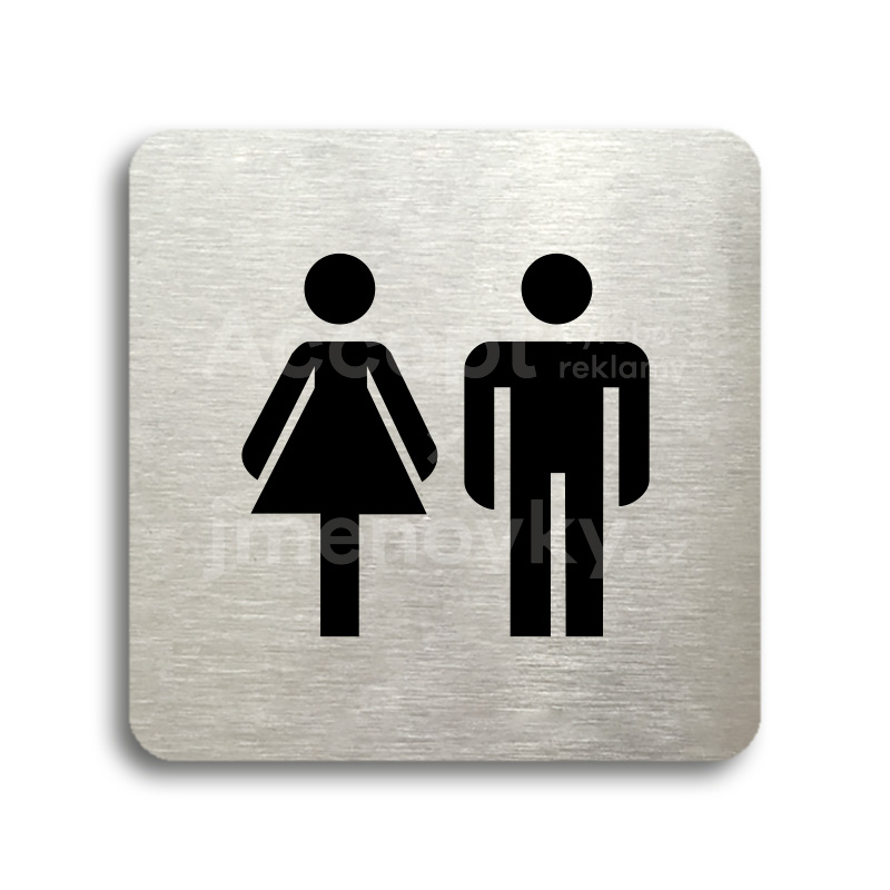 ACCEPT Piktogram WC ženy, muži - stříbrná tabulka - černý tisk bez rámečku
