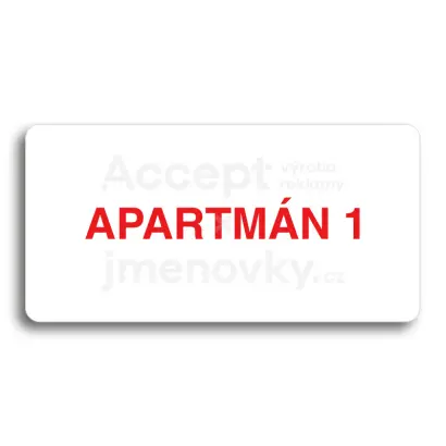 Piktogram "APARTMN 1" - bl tabulka - barevn tisk bez rmeku