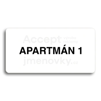 Piktogram "APARTMN 1" - bl tabulka - ern tisk bez rmeku