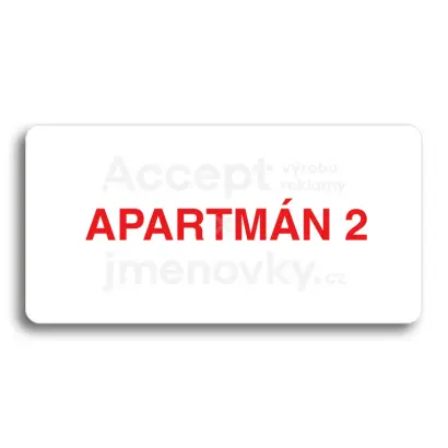 Piktogram "APARTMN 2" - bl tabulka - barevn tisk bez rmeku