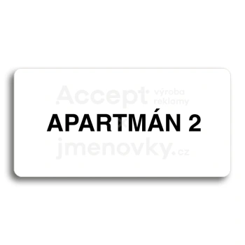 Piktogram "APARTMN 2" - bl tabulka - ern tisk bez rmeku