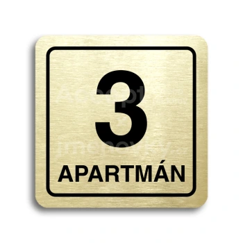 Piktogram "3 apartmn" - zlat tabulka - ern tisk