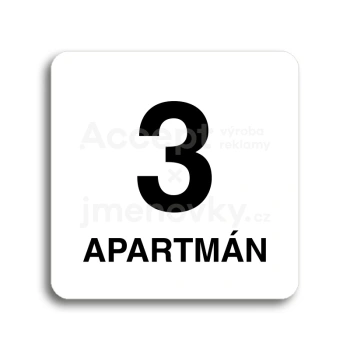 Piktogram "3 apartmn" - bl tabulka - ern tisk bez rmeku