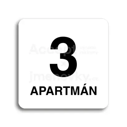 Piktogram "3 apartmn" - bl tabulka - ern tisk bez rmeku