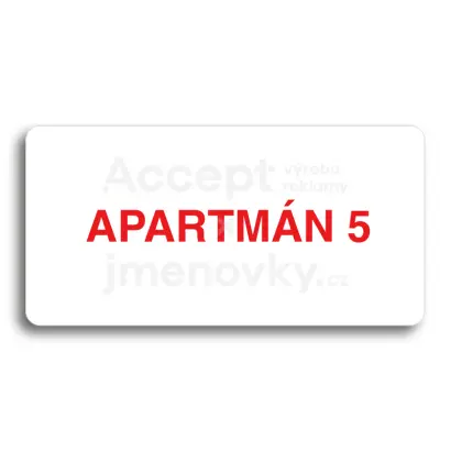 Piktogram "APARTMN 5" - bl tabulka - barevn tisk bez rmeku