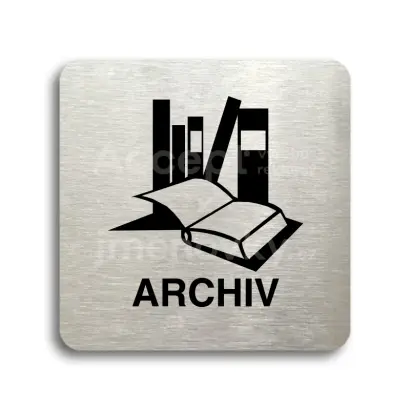 Piktogram "archiv" - stbrn tabulka - ern tisk bez rmeku