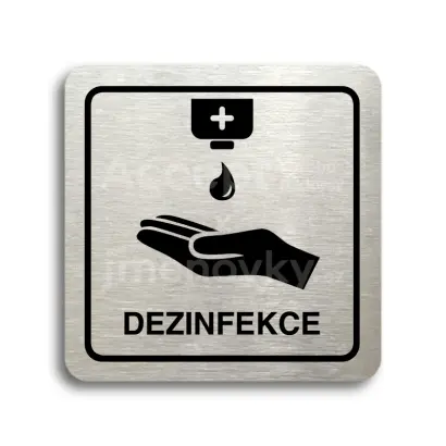 Piktogram "dezinfekce IV" - stbrn tabulka - ern tisk