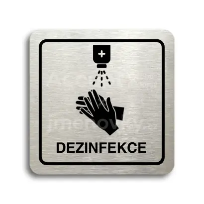 Piktogram "dezinfekce" - stbrn tabulka - ern tisk