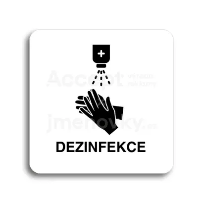 Piktogram "dezinfekce" - bl tabulka - ern tisk bez rmeku