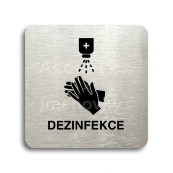 Piktogram "dezinfekce" - stbrn tabulka - ern tisk bez rmeku