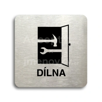 Piktogram "dlna" - stbrn tabulka - ern tisk bez rmeku