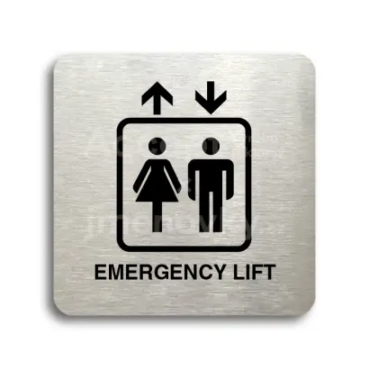 Piktogram "emergency lift" - stbrn tabulka - ern tisk bez rmeku