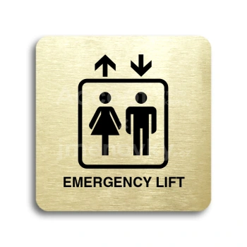 Piktogram "emergency lift" - zlat tabulka - ern tisk bez rmeku