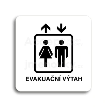 Piktogram "evakuan vtah" - bl tabulka - ern tisk bez rmeku