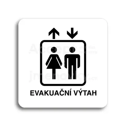 Piktogram "evakuan vtah" - bl tabulka - ern tisk bez rmeku