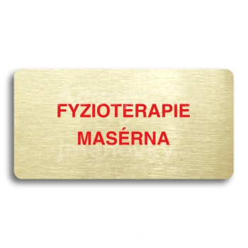 Piktogram "FYZIOTERAPIE - MASRNA" - zlat tabulka - barevn tisk bez rmeku