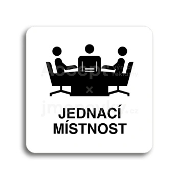 Piktogram "jednac mstnost" - bl tabulka - ern tisk bez rmeku