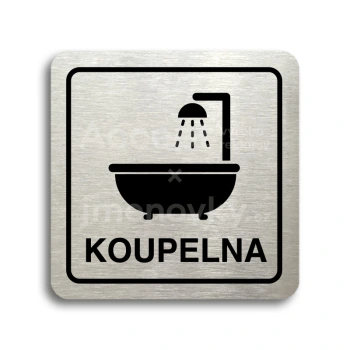 Piktogram "koupelna II" - stbrn tabulka - ern tisk