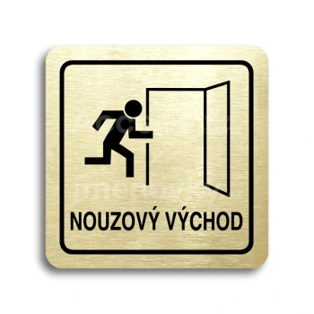 Piktogram "nouzov vchod II" - zlat tabulka - ern tisk