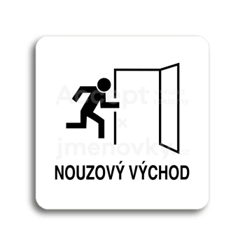 Piktogram "nouzov vchod II" - bl tabulka - ern tisk bez rmeku