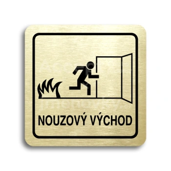 Piktogram "nouzov vchod III" - zlat tabulka - ern tisk