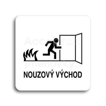 Piktogram "nouzov vchod III" - bl tabulka - ern tisk bez rmeku