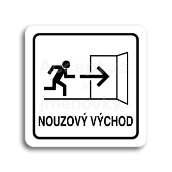 Piktogram "nouzov vchod IV" - bl tabulka - ern tisk