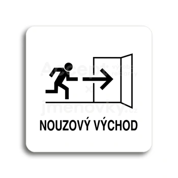 Piktogram "nouzov vchod IV" - bl tabulka - ern tisk bez rmeku