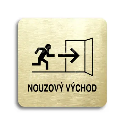 Piktogram "nouzov vchod IV" - zlat tabulka - ern tisk bez rmeku