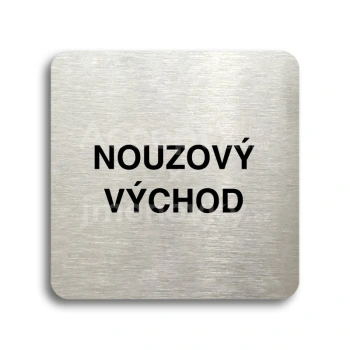 Piktogram "nouzov vchod" - stbrn tabulka - ern tisk bez rmeku