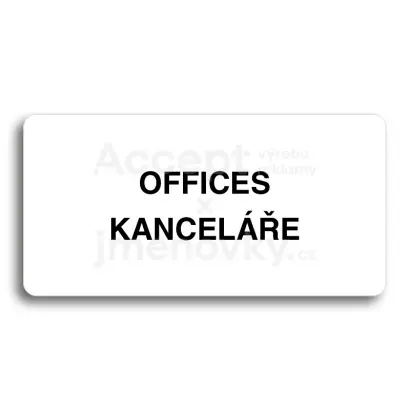 Piktogram "OFFICES - KANCELE" - bl tabulka - ern tisk bez rmeku