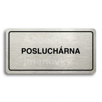 Piktogram "POSLUCHRNA" - stbrn tabulka - ern tisk