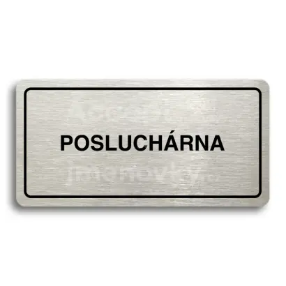 Piktogram "POSLUCHRNA" - stbrn tabulka - ern tisk