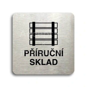 Piktogram "prun sklad" - stbrn tabulka - ern tisk bez rmeku